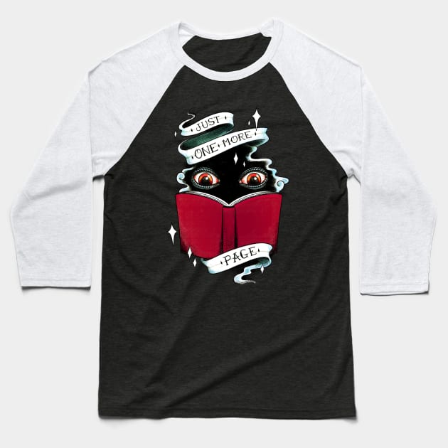 Just One More Page Baseball T-Shirt by rebekie.b